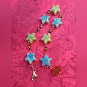 SU Bracelet "Peridot/Lapis/Pumpkin" Ceramic & Sterling silver